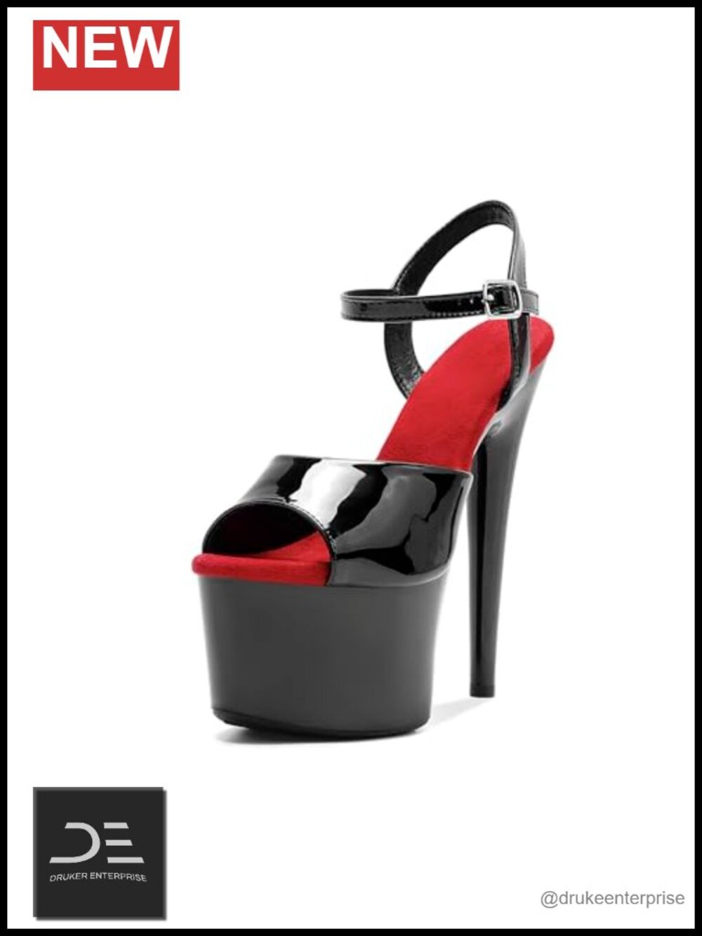 Women's 7in Platform Sandal Heels Ankle-Strap Stiletto Microfiber Exotic Pole
